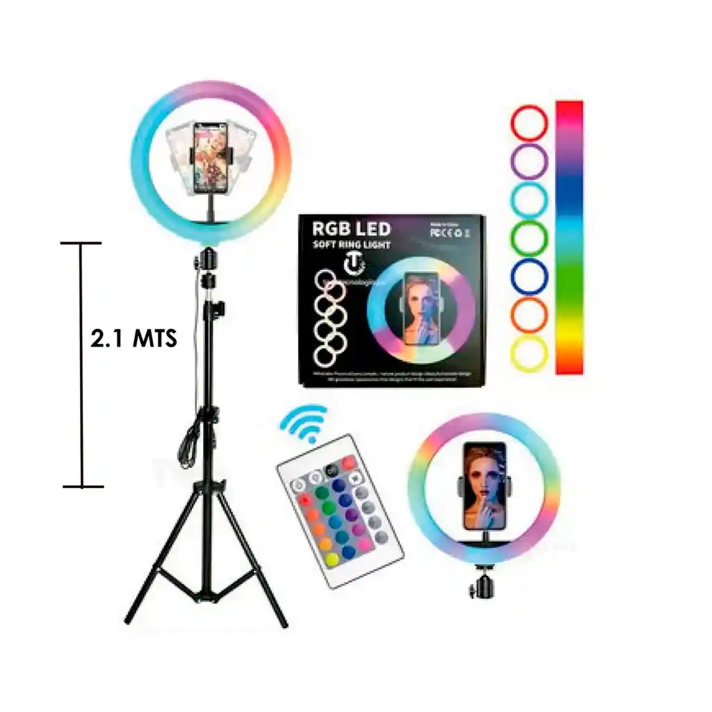 Aro De Luz Multicolor Con Tripode Selfie 30cm Rgb30