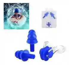 Kit Natación Tapa Oídos, Nariz, En Silicona Protector Piscina