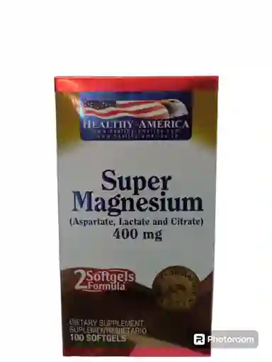 Super Magnesium (aspartate, Lactate And Citrate ) X 100 Softgels Healthy America