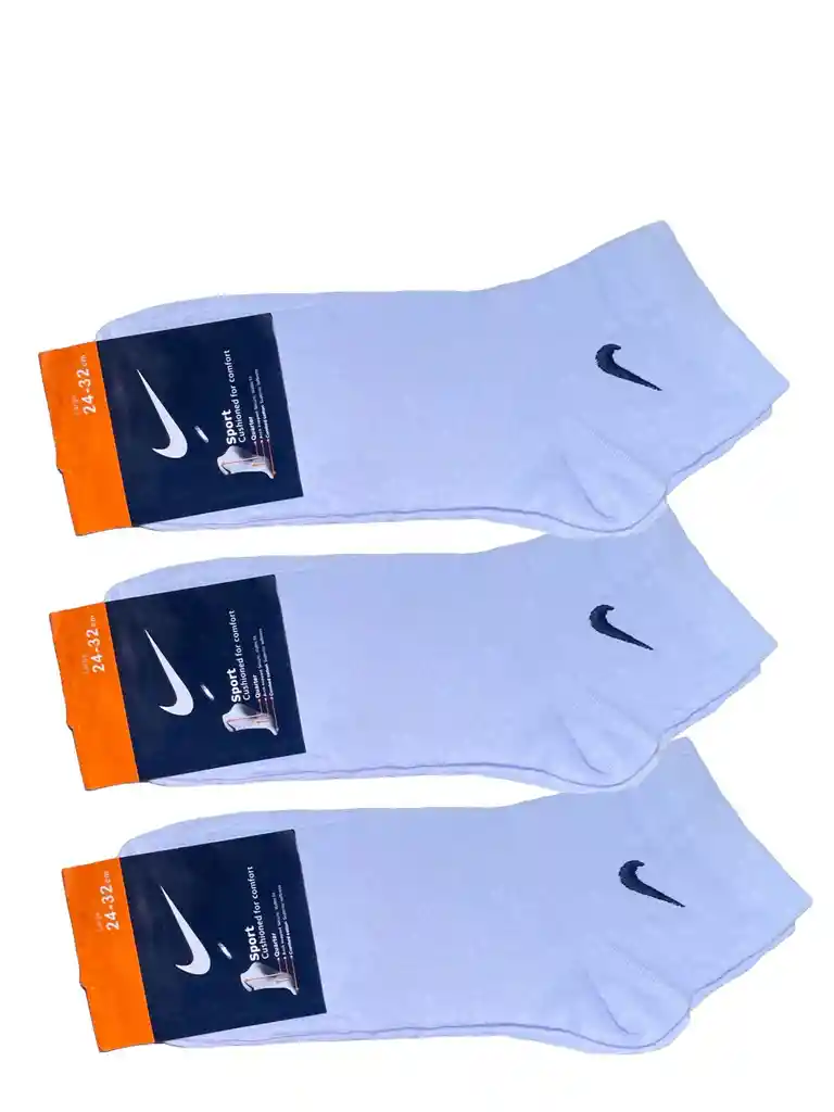 3 Pares De Medias Tobilleras Blanca Tipo Nike Deportivas Tobilleras, Calcetines Blancos Talla Única Estirables