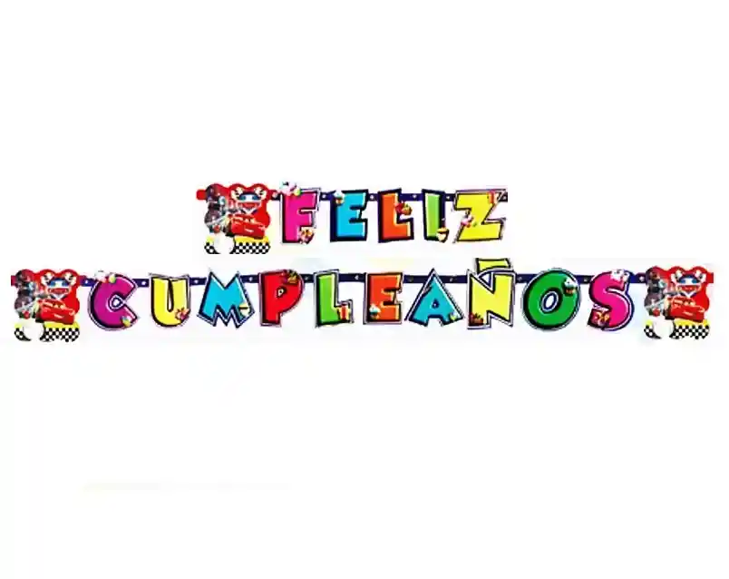 Feliz Cumpleaños Guirnalda Letrero Niño Cars