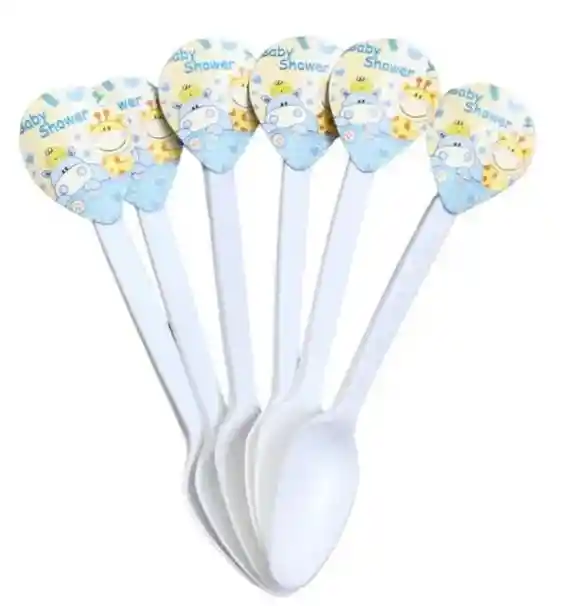 Cucharas Baby Shower Niño Plasticas Paquete X 20 Unidades