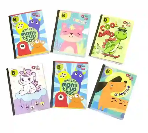 Cuaderno Cosido Cubitos Cuadros 1x1 100 Hojas Qnota Diseños Surtidos