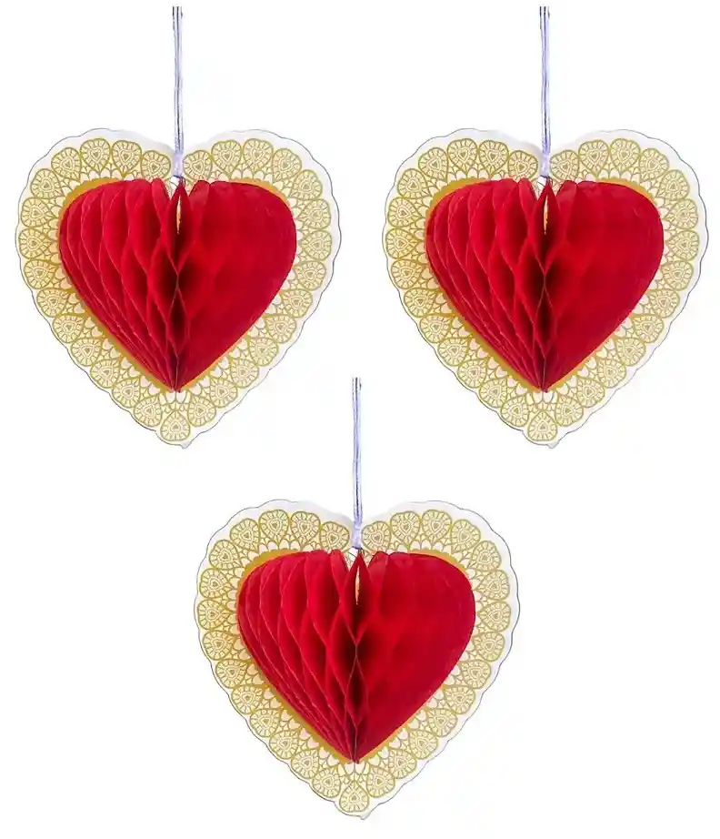 Corazones Colgantes 3d X 3 Unidades 11cm X 11cm Amor Y Amistad Madres San Valentín