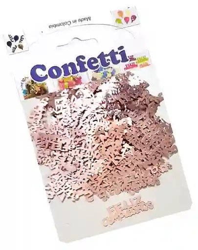 Confeti Metalizado Feliz Cumpleaños Oro Rosa