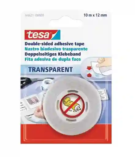 Cinta Tesa Doble Faz Transparente 12mm X 10m