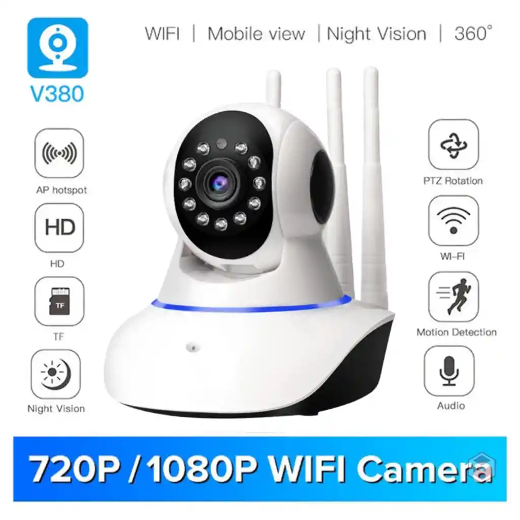 Camara Robotica Inalambrica Wifi Inteligente Bebe 3 Antenas V380