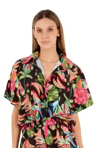 Camisa Alexa Estampado Negro M Mercedes Campuzano