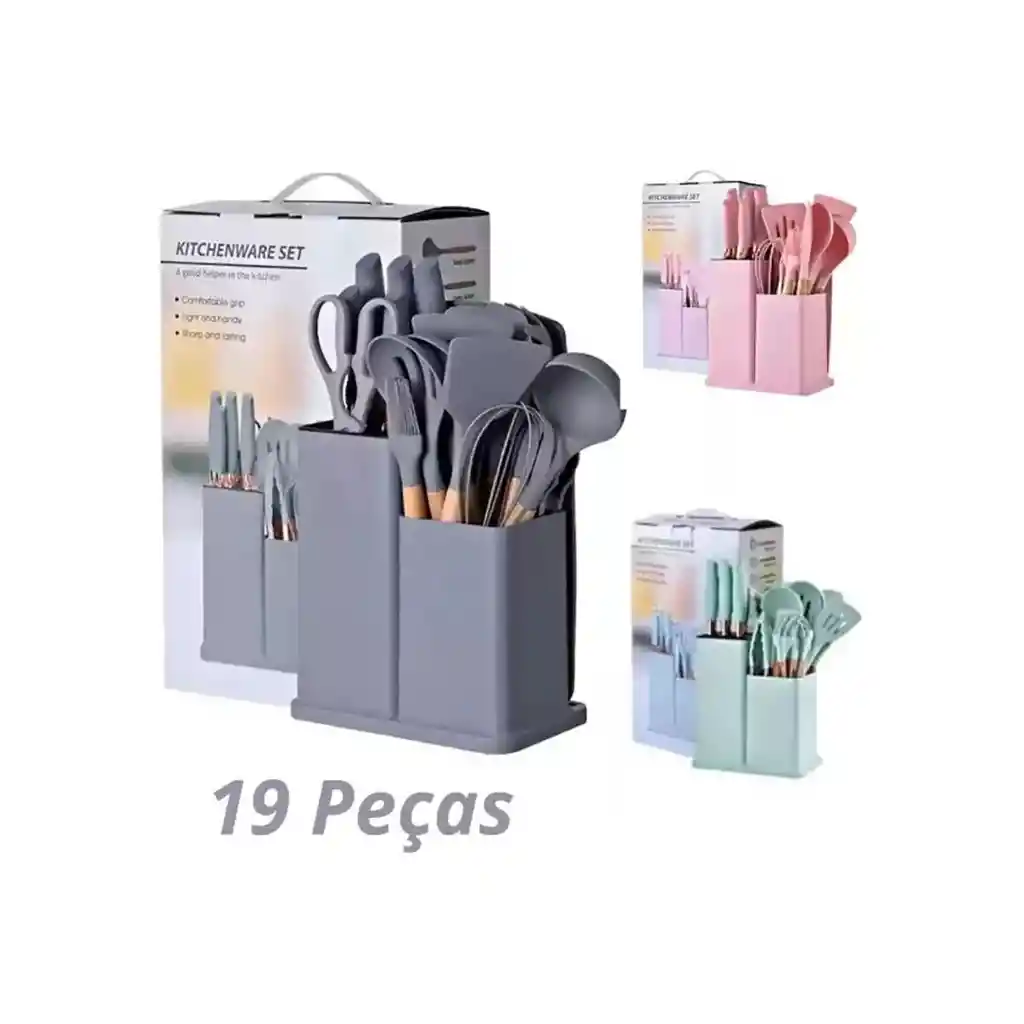 Set De 19 Utensilios De Cocina Silicona Resistente Al Calor