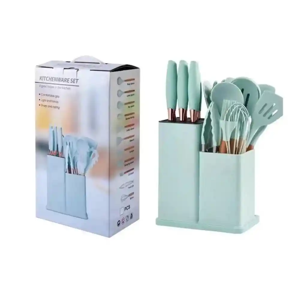 Set De 19 Utensilios De Cocina Silicona Resistente Al Calor