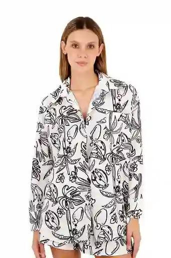 Camisa Manga Larga Florence Estampado Marfil M Mercedes Campuzano