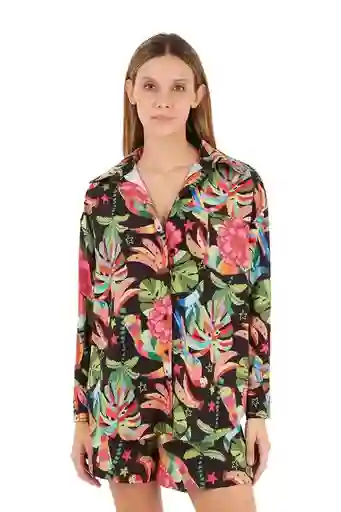 Camisa Manga Larga Florence Estampado Negro M Mercedes Campuzano