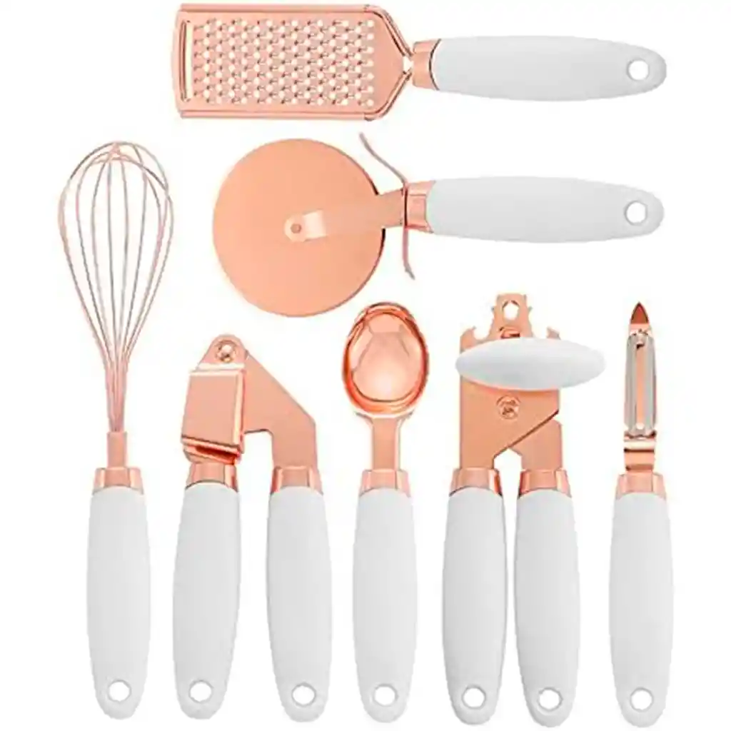 Set Utensilios De Cocina X7 Piezas Oro Rosa