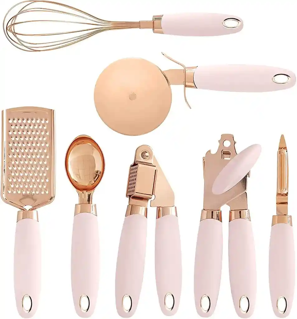 Set Utensilios De Cocina X7 Piezas Oro Rosa