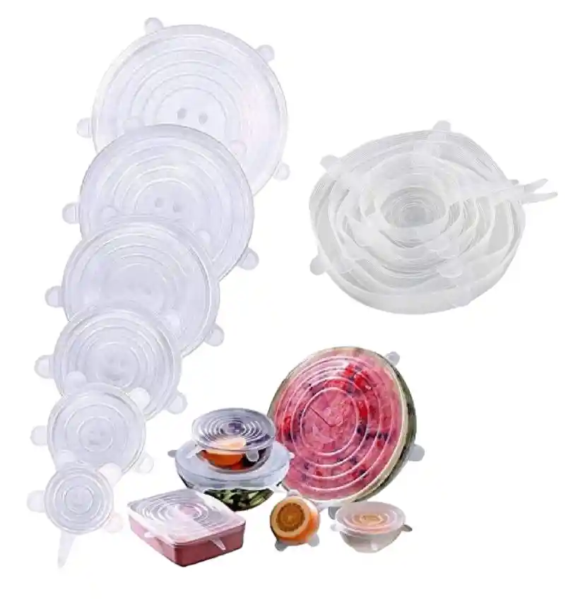 Tapas Elasticas En Silicona De Cocina X6 Reutilizables