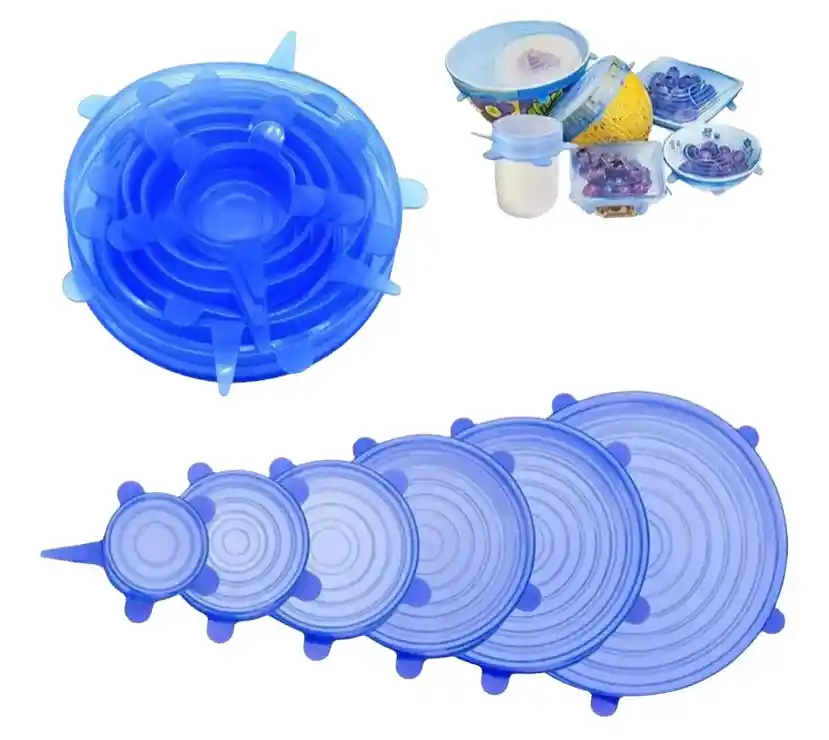 Tapas Elasticas En Silicona De Cocina X6 Reutilizables