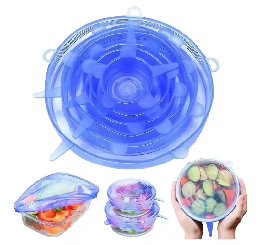 Tapas Elasticas En Silicona De Cocina X6 Reutilizables