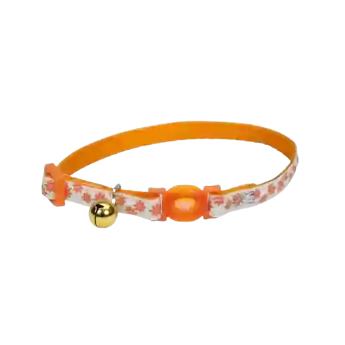 Coastal Collar Gato Glow Reflectivo Flores Naranja