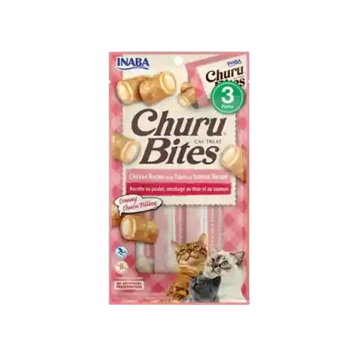 Inaba Cat Snack Churu Bites Pollo Wraps 3 Piezas - Atun Con Salmon 30 Gr