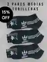 3 Pares De Medias Tobilleras Colores Oscuros Deportivas Calcetines Negro Tipo Adidas, Talla Única Estirables