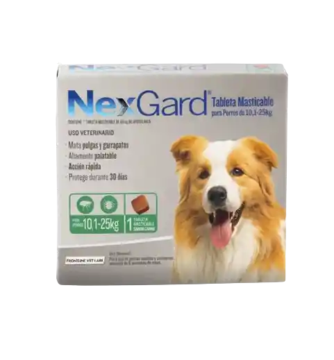 (2) Nexgard L (10.1 - 25 Kg) Verde, Gratis Pañitos Hum X 50 Unids.