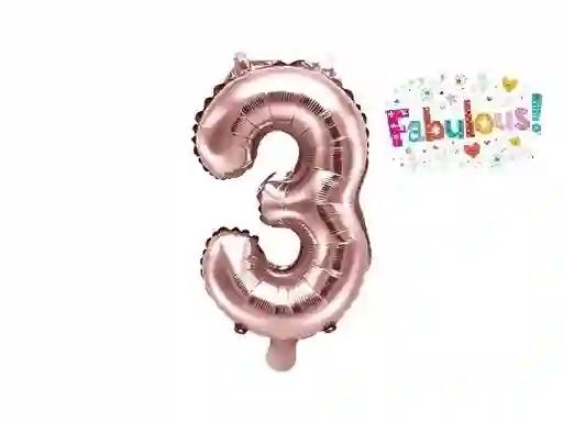 Numero 3 Inflable 32" 82 Cms Oro Rosa