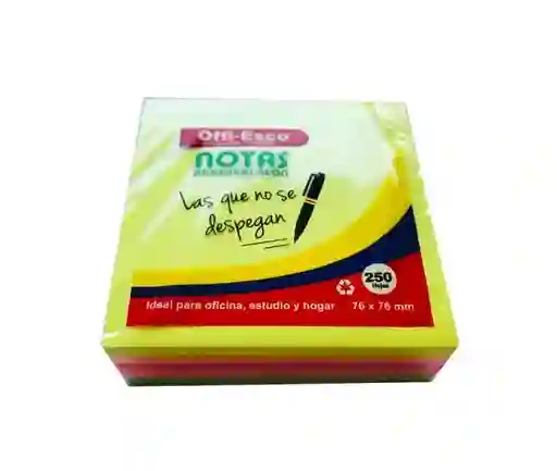 Notas Adhesivas Post-it Neon Multicolor 250 Hojas 76 X 76 Mm Oe-374