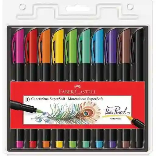 Marcadores Plumones Punta Pincel Supersoft Faber Castell X 10