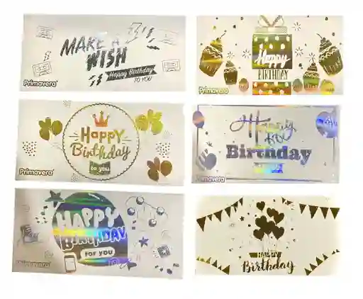 Lluvia De Sobres Happy Birthday Con Estampado Metalizado Diseños Surtidos X 2 Unidades