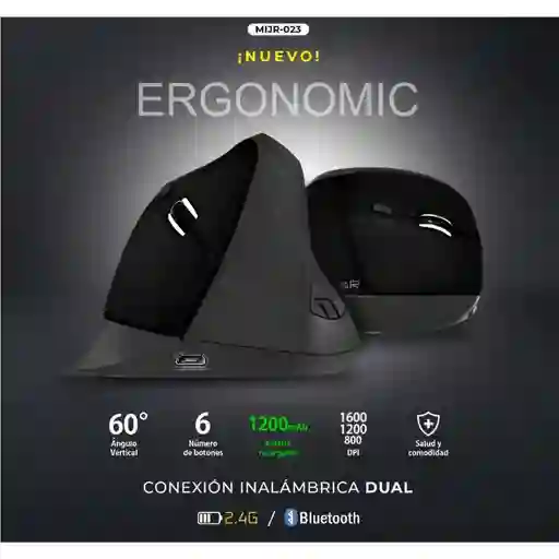 Mouse Ergonómico Recargable Mijr-023