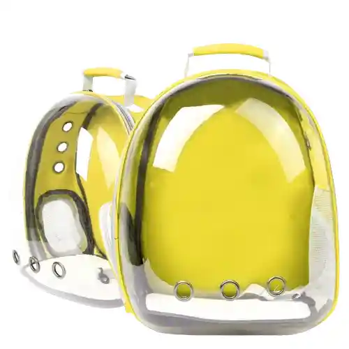 Maleta Morral Para Mascotas Perro O Gato Tipo Nave Amarillo