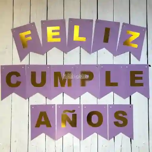 Feliz Cumpleaños Letrero Guirnalda Grande Lila 20 X 16 Cm