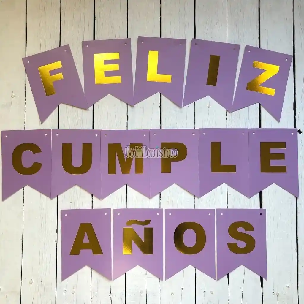 Feliz Cumpleaños Letrero Guirnalda Grande Lila 20 X 16 Cm