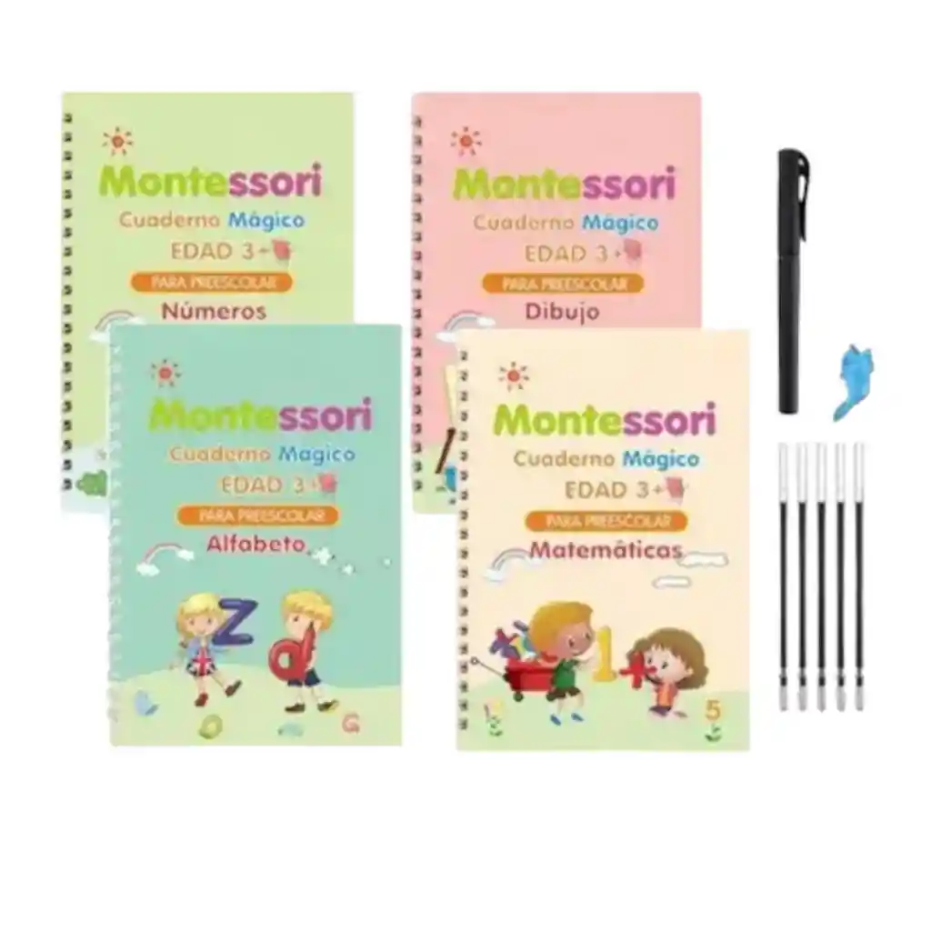 Set Cuadernos Mágicos Reutilizables Caligrafía X4pcs Español