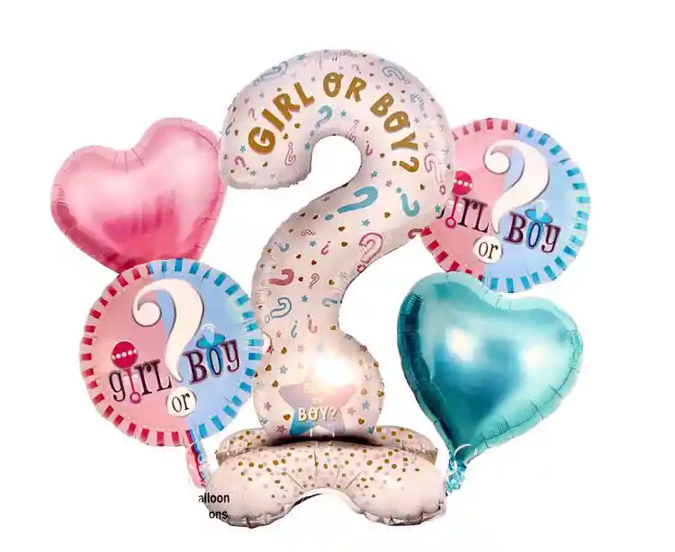 Globo Metalizado Bouquet Baby Shower Revelacion 5 Piezas