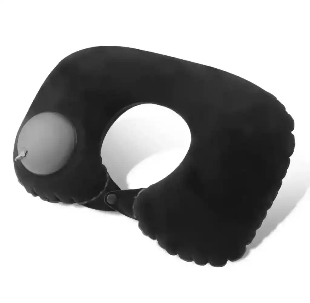 Cojín Viajero Inflable + Tapa Ojos, Tapa Oídos, Bolsa De Guardar