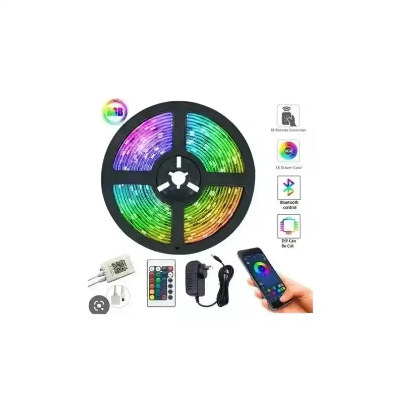 Cinta Led Rgb Luces Bluetooth Usb Tv Hogar Música 5 Mts.