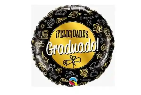 Globo Metalizado Grado Negro/dorado 18" 45 Cm Qualatex