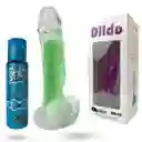 Dildo Consolador Realista Luminoso Brilla Con Luz Neon En La Oscuridad 18.5 Cm + Lubricante Intimo Neutro 30 Ml Sex Love