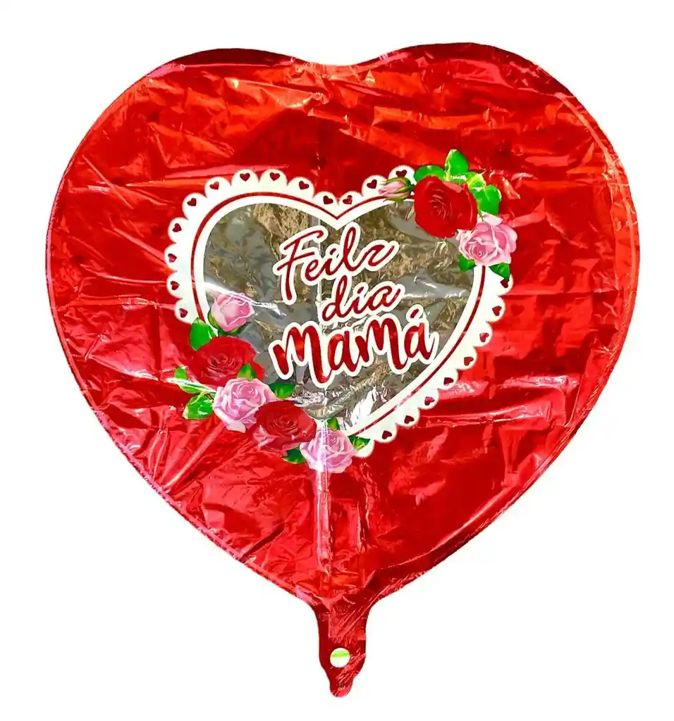 Globo Metalizado Feliz Dia Mama Corazon 18" 46 Cms