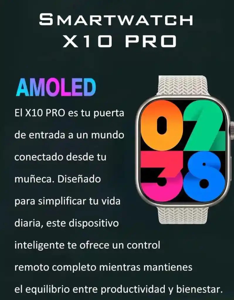 Reloj Inteligente Smartwatch X10 Pro + 2 Correas Rosa Oro Carga Inalambrica