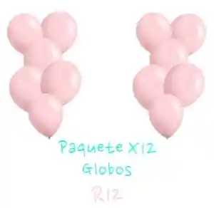 Paquete X 12 Globos R12 Rosado Pastel