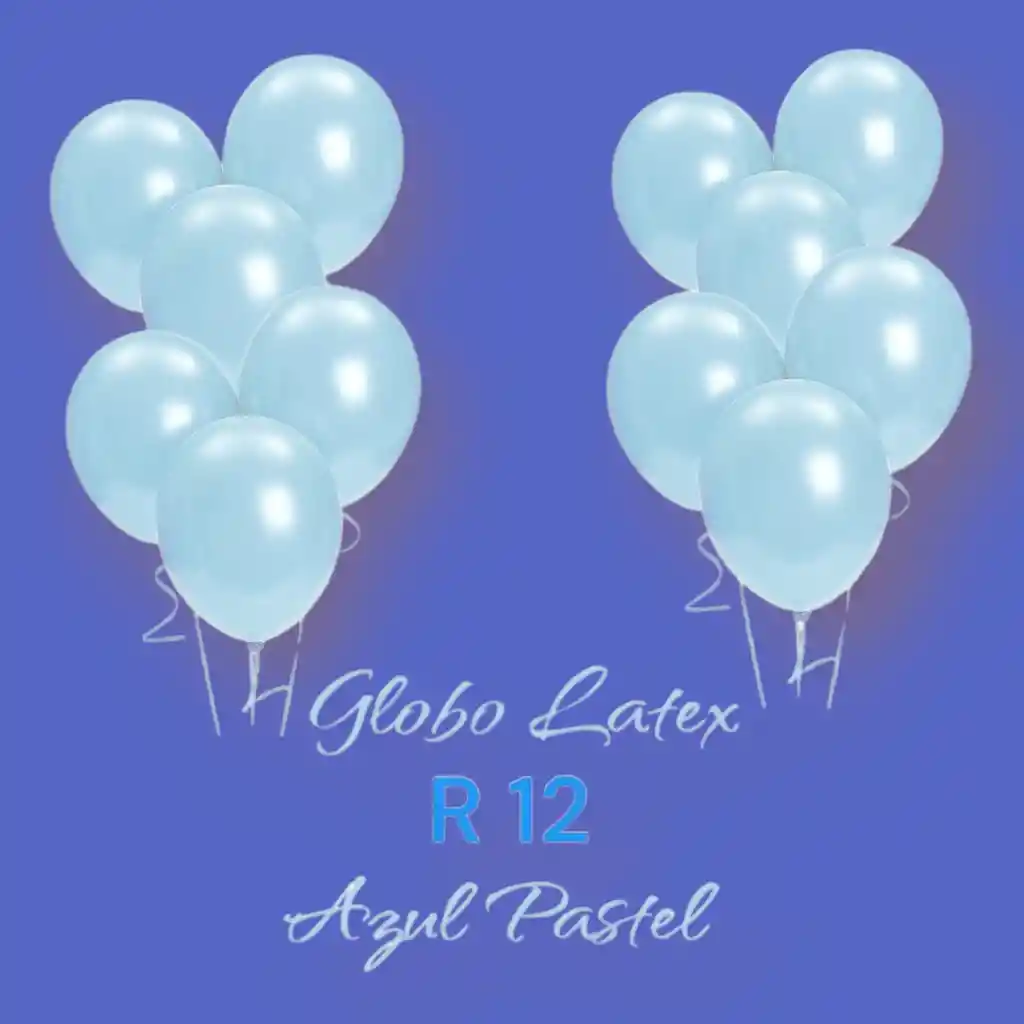 Paquete X 12 Globos R12 Azul Pastel