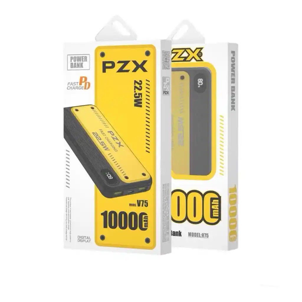 Power Bank Pzx De 10000 Mah, Carga Rapida Con Pantalla Lcd