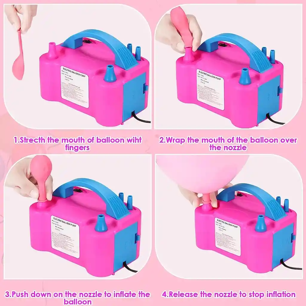 Inflador De Globos Electrico 600 Watts Doble Boquilla Bombas 110v