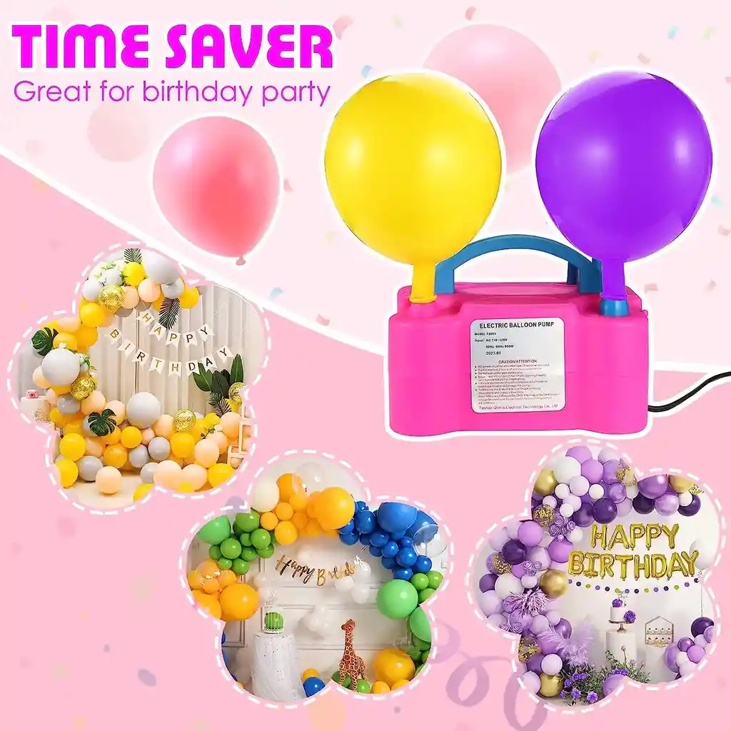 Inflador De Globos Electrico 600 Watts Doble Boquilla Bombas 110v