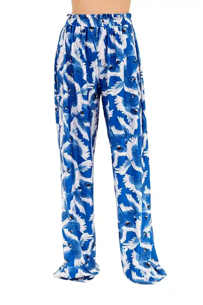 Pantalon Stella Estampado Azul S Mercedes Campuzano