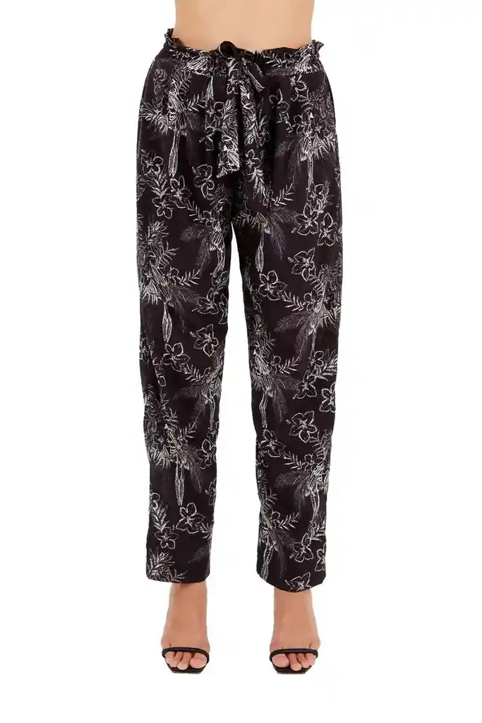 Pantalon May Estampado Negro Xs Mercedes Campuzano