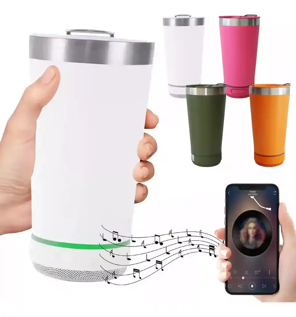 Vaso Parlante Bluetooth En Acero Inoxidable Bebidas