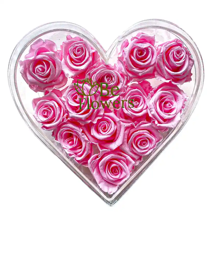 Rosas Preservadas En Corazón De Acrílico